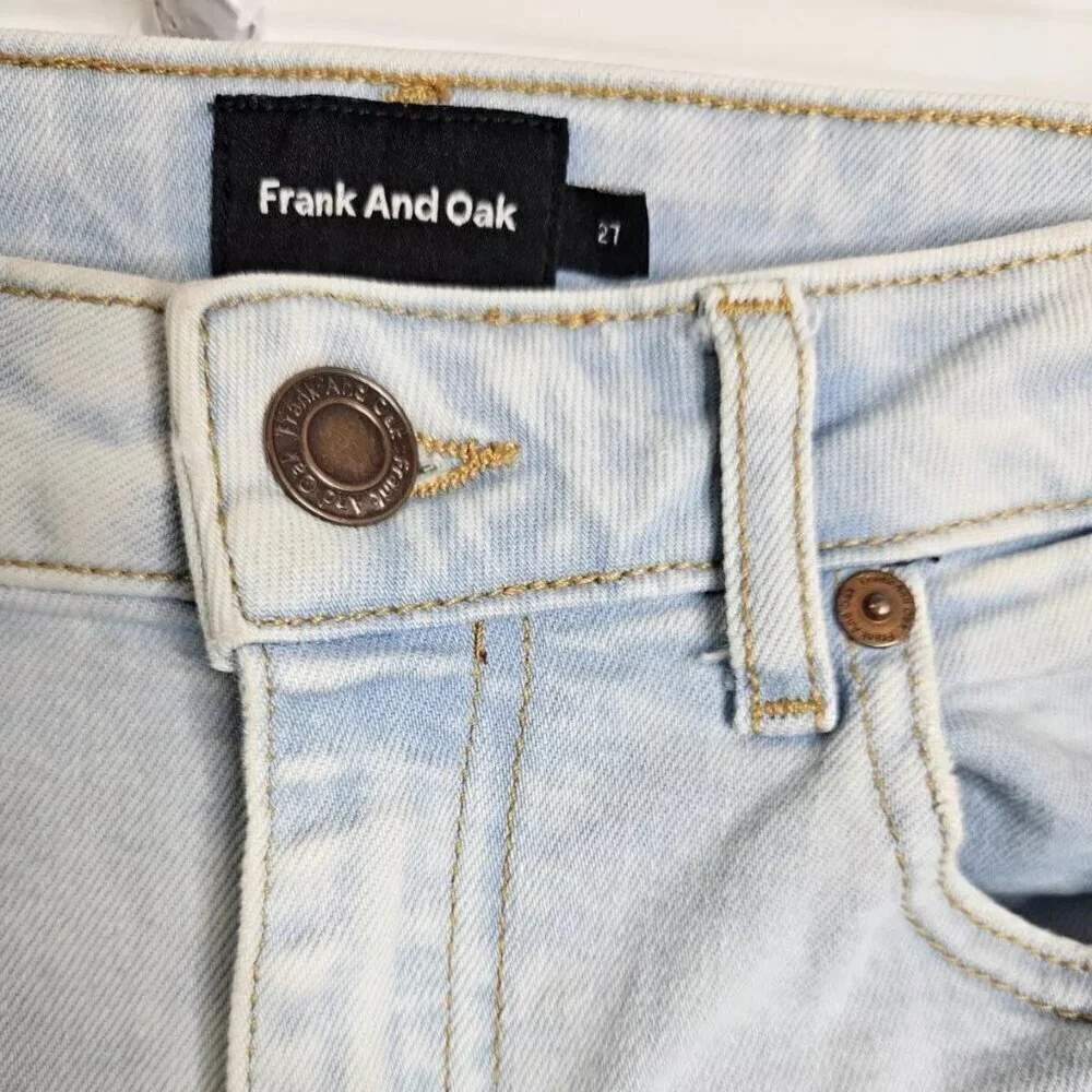 Frank & Oak Debbie Blue Skinny Jeans Mid-Rise Denim Light Wash Womens Size 27